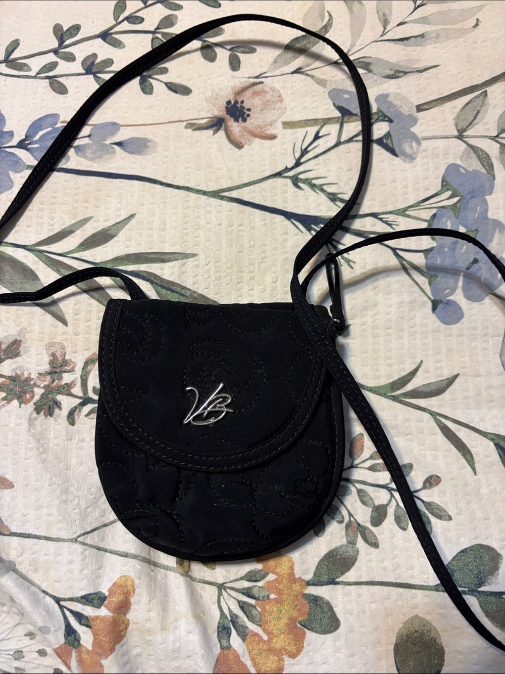 Vera Bradley Black Quilted Crossbody with Vb Logo